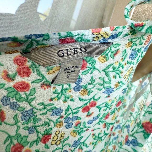 Guess Women's Floral Long Sleeve Blouse V-Back Size S Multicolor Casual Spring - Picture 8 of 9